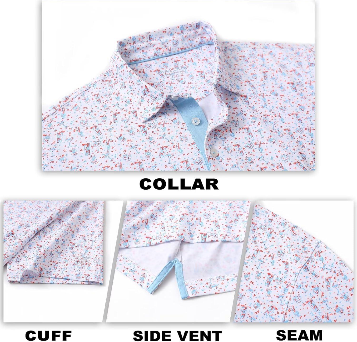 imageM MAELREG Mens Golf Shirt Short Sleeve Dry Fit Print Moisture Wicking Performance Patterns Collared Polo ShirtBeverage Glass