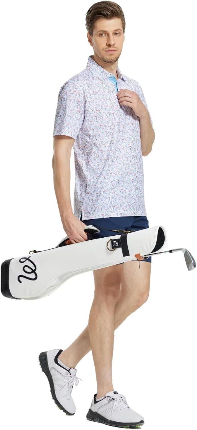 imageM MAELREG Mens Golf Shirt Short Sleeve Dry Fit Print Moisture Wicking Performance Patterns Collared Polo ShirtBeverage Glass