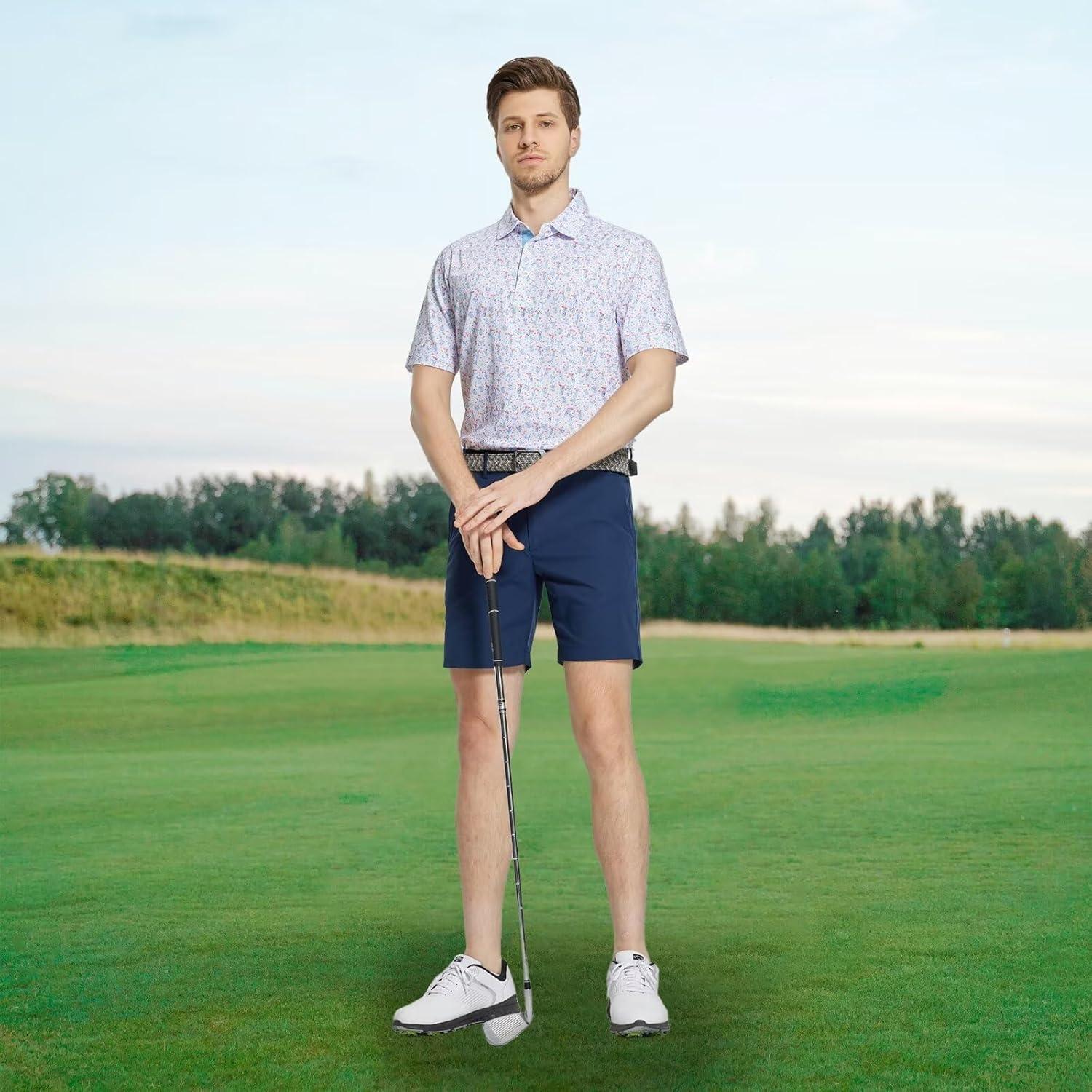 imageM MAELREG Mens Golf Shirt Short Sleeve Dry Fit Print Moisture Wicking Performance Patterns Collared Polo ShirtBeverage Glass