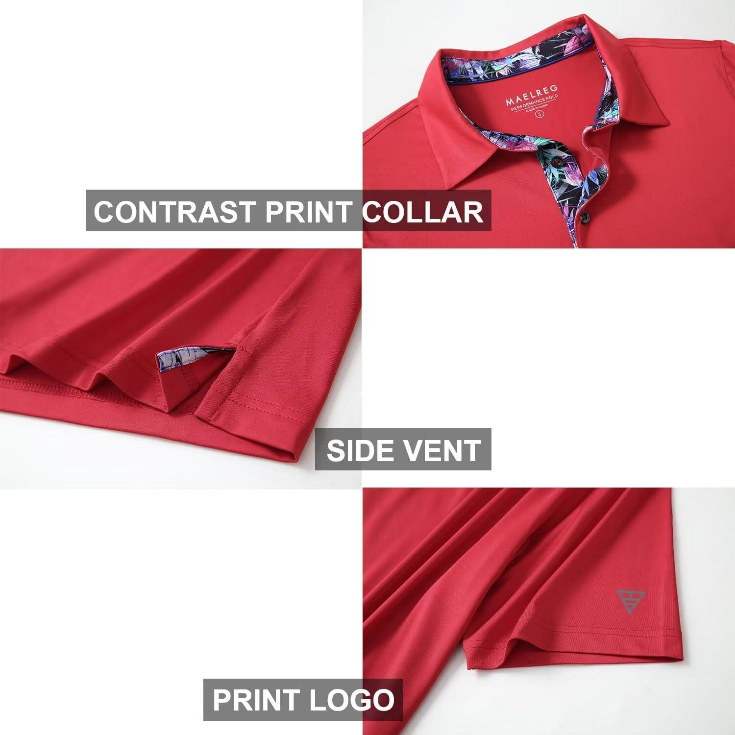 imageMens Polo Shirts Short and Long Sleeve Casual Solid Stylish Dry Fit Performance Designed Collared Golf Polo Shirts for MenRed