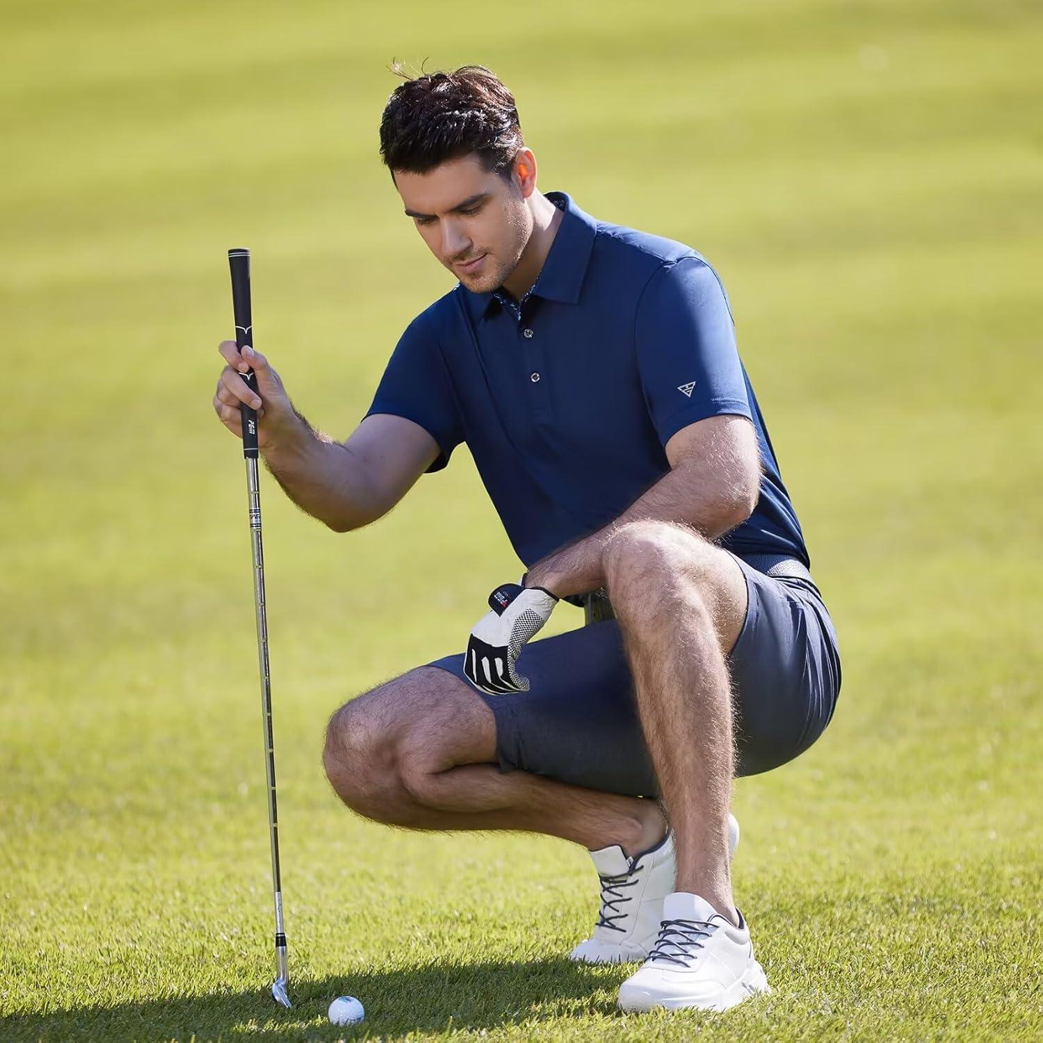 imageMens Polo Shirts Short and Long Sleeve Casual Solid Stylish Dry Fit Performance Designed Collared Golf Polo Shirts for MenRed