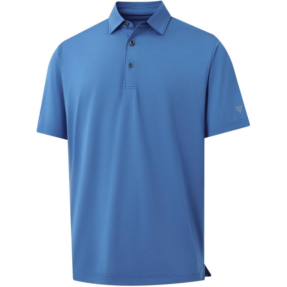 imageM MAELREG Mens Golf Shirts Moisture Wicking Dry Fit Business Casual Stretch Jacquard Short Sleeve Golf Polo Shirts for MenBlue
