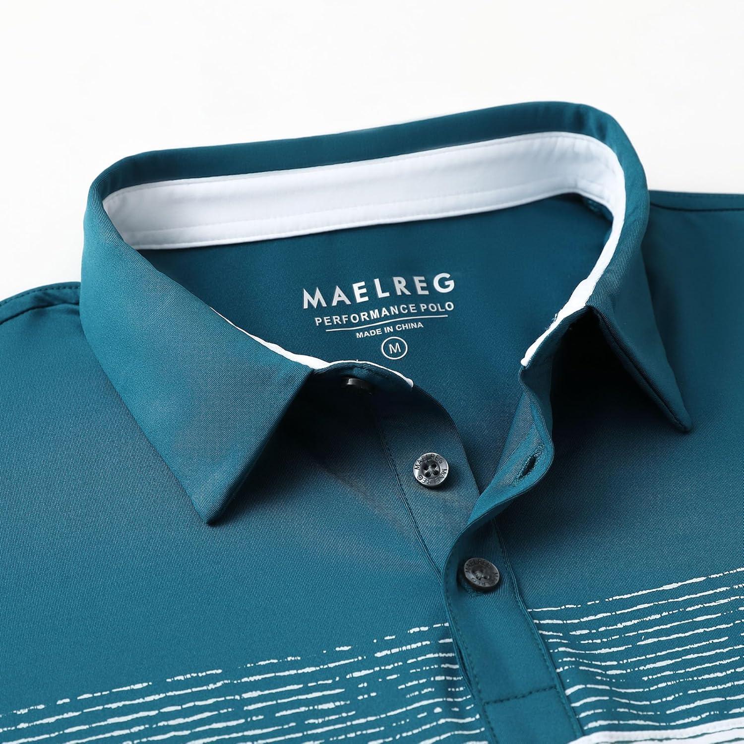 imageM MAELREG Golf Shirts for Men Dry Fit Performance Chest Print Color Block Moisture Wicking Casual Short Sleeve Polo ShirtsA TealWhite