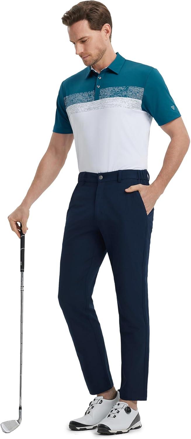 imageM MAELREG Golf Shirts for Men Dry Fit Performance Chest Print Color Block Moisture Wicking Casual Short Sleeve Polo ShirtsA TealWhite