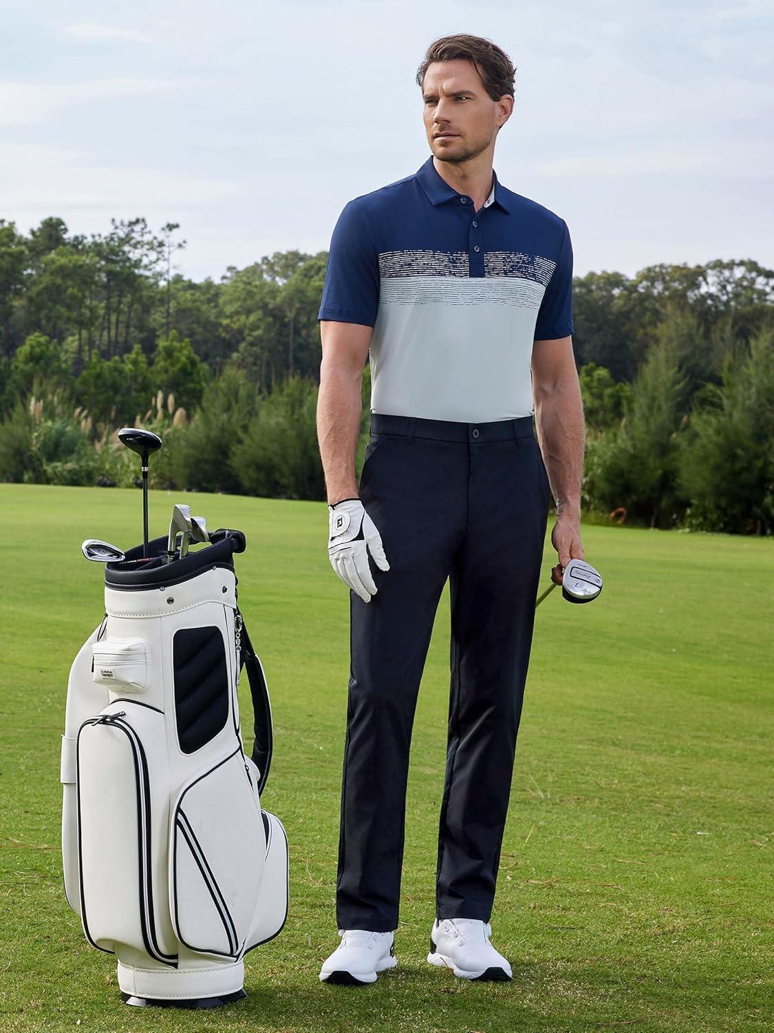 imageM MAELREG Golf Shirts for Men Dry Fit Performance Chest Print Color Block Moisture Wicking Casual Short Sleeve Polo ShirtsA TealWhite