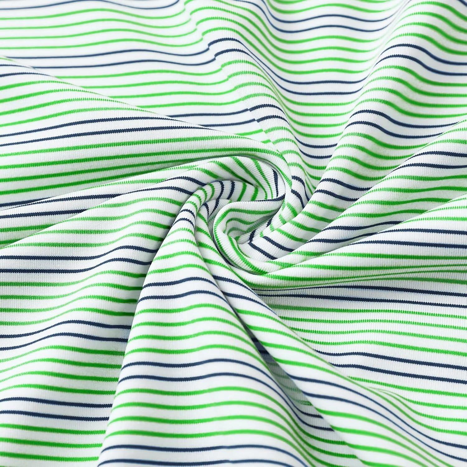 imageM MAELREG Mens Golf Shirts Dry Fit Moisture Wicking Performance Sports Short Sleeve Striped Collared Polo Shirts for MenFruit GreenNavy Stripe