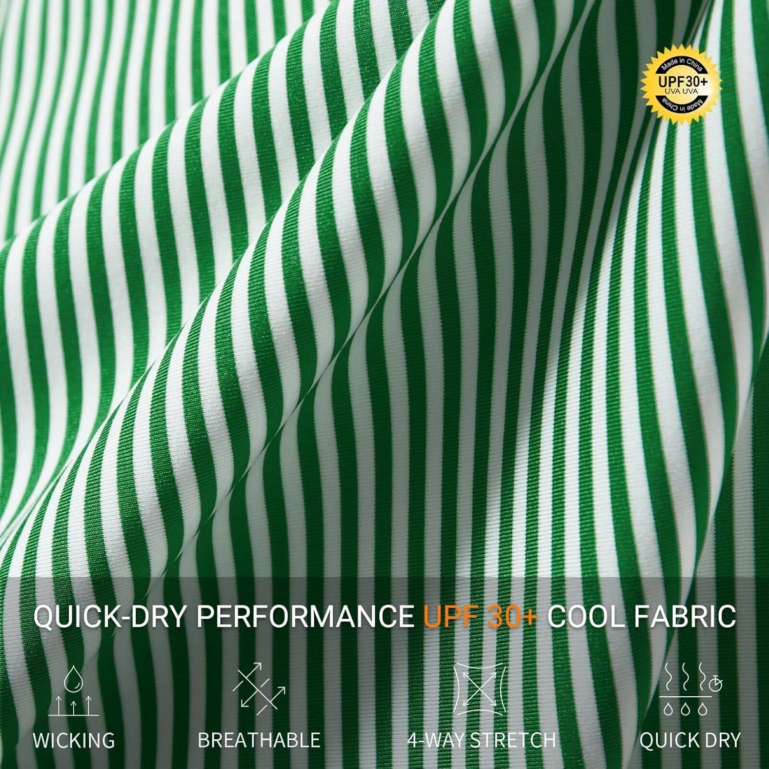 imageM MAELREG Polo Shirts for Men Dry Fit Moisture Wicking Performance Golf Sport Short Sleeve Striped Mens Golf ShirtEmerald Stripe