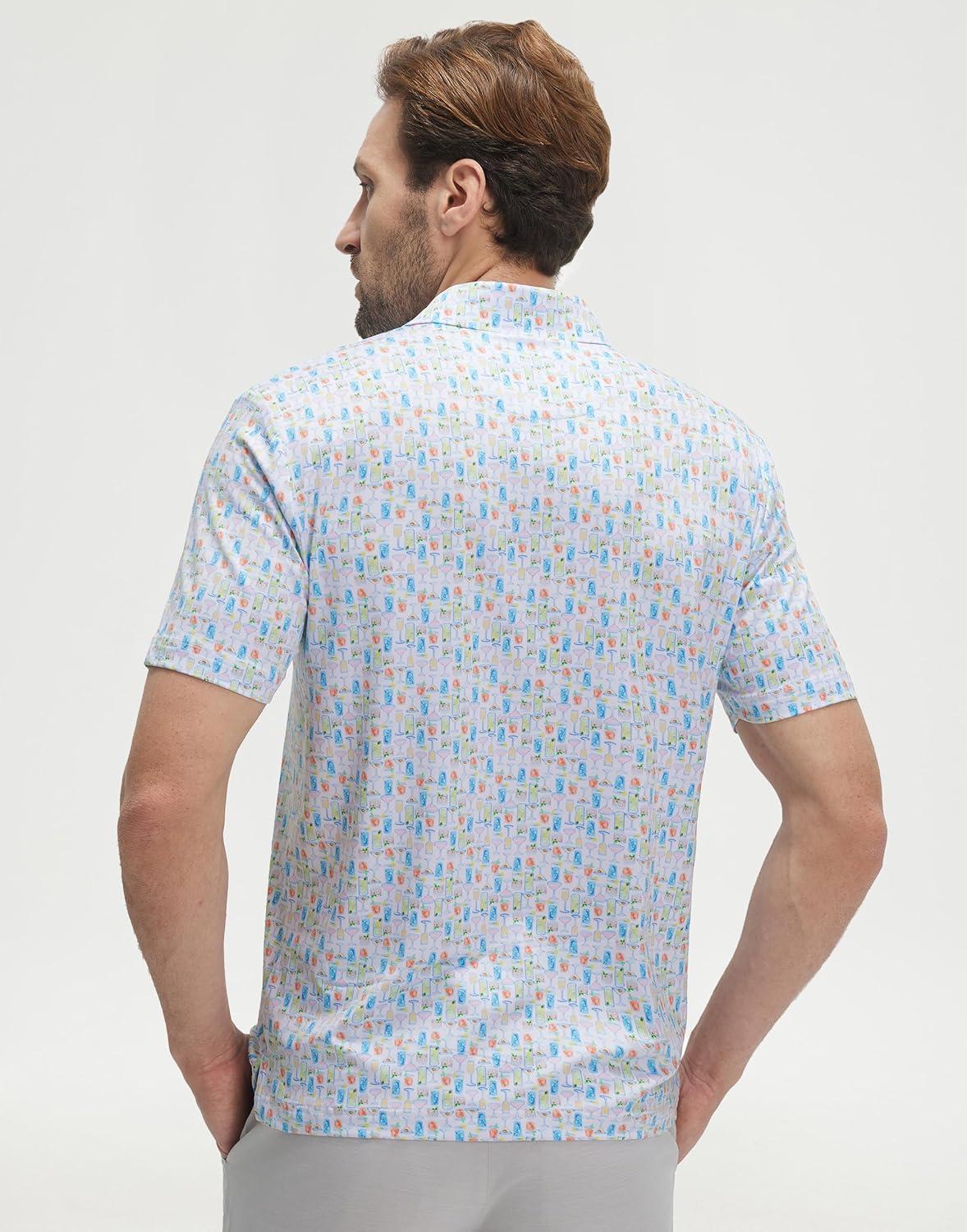 imageM MAELREG Mens Golf Shirt Print Performance Moisture Wicking Dry Fit Short Sleeve Casual Sport Collared Polo Shirts for MenColorful Wine Glass