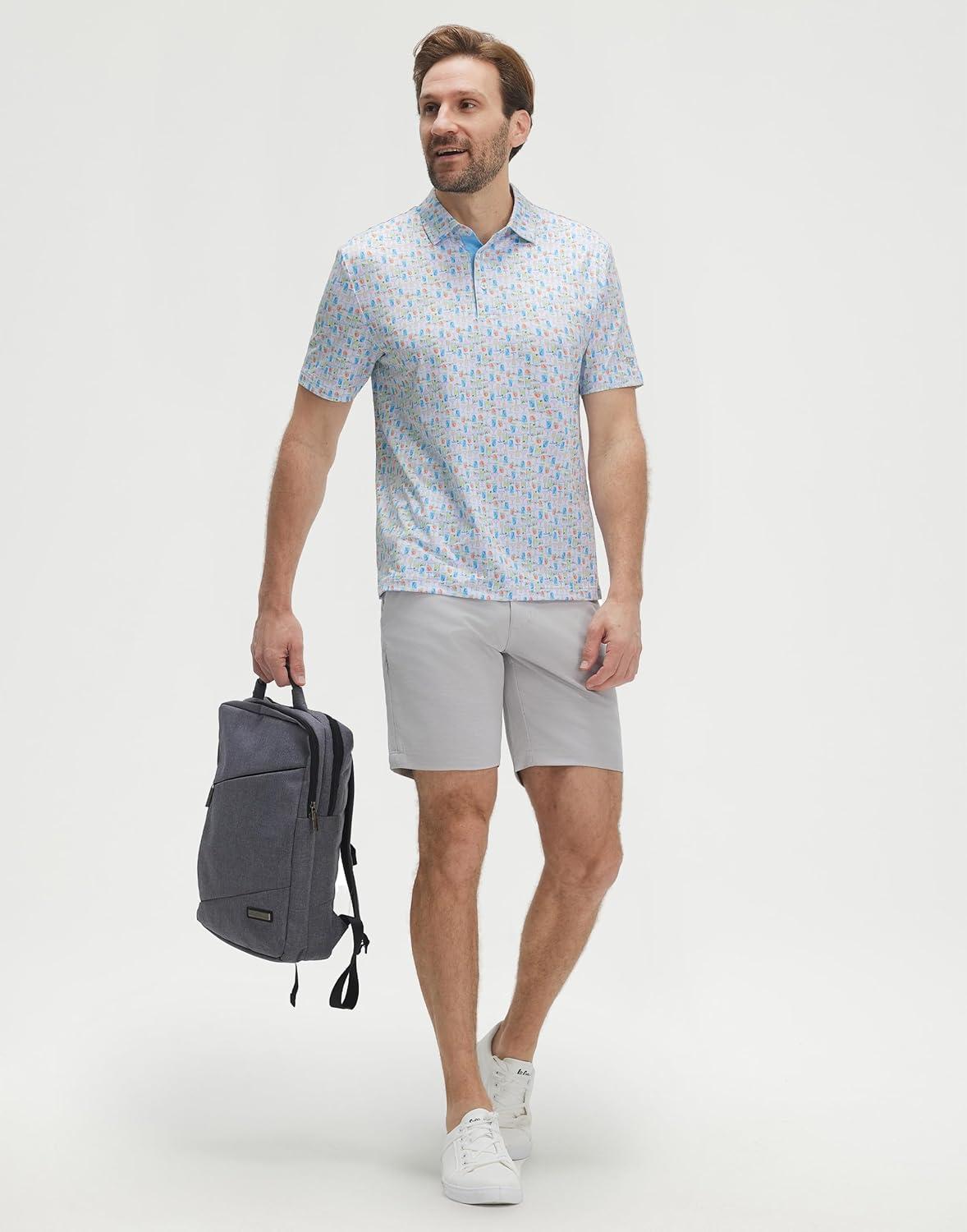 imageM MAELREG Mens Golf Shirt Print Performance Moisture Wicking Dry Fit Short Sleeve Casual Sport Collared Polo Shirts for MenColorful Wine Glass