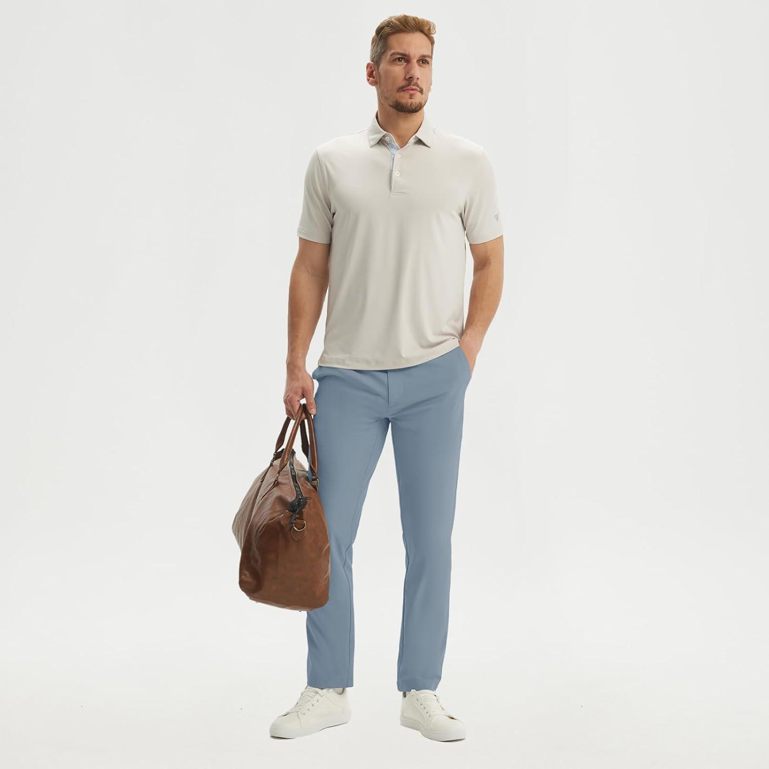 imageM MAELREG Mens Golf Pants with 4 Pockets 303234 Lightweight Water Repellent Work Dress Pants Casual Comfy TrousersMisty Blue