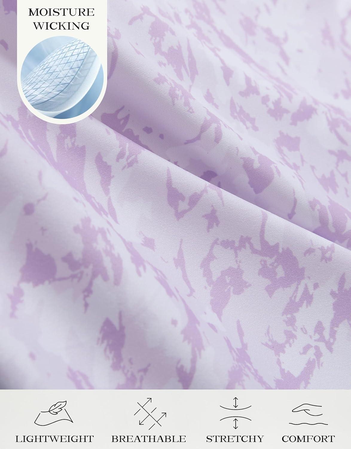 imageM MAELREG Golf Polo Shirts for Men Dry Fit Performance Lightweight Printing Contrast Collar Mens Golf Shirts Short SleeveViolet Frost Flowers