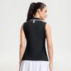M MAELREG Polo Shirts for Women V Neck Sports Tennis Sleeveless Shirts Ribbed Collared Lightweight Athletic Womens Golf Shirt(Black)