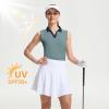 M MAELREG Polo Shirts for Women V Neck Sports Tennis Sleeveless Shirts Ribbed Collared Lightweight Athletic Womens Golf Shirt(Dusty Blue)
