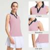 M MAELREG Polo Shirts for Women V Neck Sports Tennis Sleeveless Shirts Ribbed Collared Lightweight Athletic Womens Golf Shirt(Lavender)