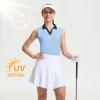 M MAELREG Polo Shirts for Women V Neck Sports Tennis Sleeveless Shirts Ribbed Collared Lightweight Athletic Womens Golf Shirt(Light Blue)