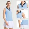 M MAELREG Polo Shirts for Women V Neck Sports Tennis Sleeveless Shirts Ribbed Collared Lightweight Athletic Womens Golf Shirt(Light Blue)