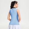 M MAELREG Polo Shirts for Women V Neck Sports Tennis Sleeveless Shirts Ribbed Collared Lightweight Athletic Womens Golf Shirt(Light Blue)