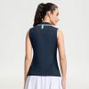M MAELREG Polo Shirts for Women V Neck Sports Tennis Sleeveless Shirts Ribbed Collared Lightweight Athletic Womens Golf Shirt(Navy)