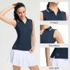 M MAELREG Polo Shirts for Women V Neck Sports Tennis Sleeveless Shirts Ribbed Collared Lightweight Athletic Womens Golf Shirt(Navy)