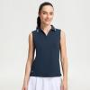 M MAELREG Polo Shirts for Women V Neck Sports Tennis Sleeveless Shirts Ribbed Collared Lightweight Athletic Womens Golf Shirt(Navy)