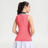 M MAELREG Polo Shirts for Women V Neck Sports Tennis Sleeveless Shirts Ribbed Collared Lightweight Athletic Womens Golf Shirt(Pink)