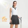 M MAELREG Polo Shirts for Women V Neck Sports Tennis Sleeveless Shirts Ribbed Collared Lightweight Athletic Womens Golf Shirt(White)