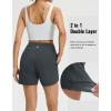 M MAELREG Women’s 2 in 1 Athletic Running Shorts 4″ High Waisted Tummy Control Workout Shorts Mesh Liner Quick Dry Gym Shorts(Dark Grey)