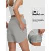 M MAELREG Women’s 2 in 1 Athletic Running Shorts 4″ High Waisted Tummy Control Workout Shorts Mesh Liner Quick Dry Gym Shorts(Glacier Grey)