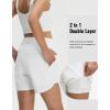 M MAELREG Women’s 2 in 1 Athletic Running Shorts 4″ High Waisted Tummy Control Workout Shorts Mesh Liner Quick Dry Gym Shorts(White)