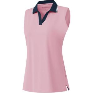 M MAELREG Polo Shirts for Women V Neck Sports Tennis Sleeveless Shirts Ribbed Collared Lightweight Athletic Womens Golf Shirt(Lavender)