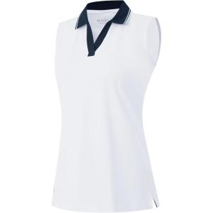 M MAELREG Polo Shirts for Women V Neck Sports Tennis Sleeveless Shirts Ribbed Collared Lightweight Athletic Womens Golf Shirt(White)