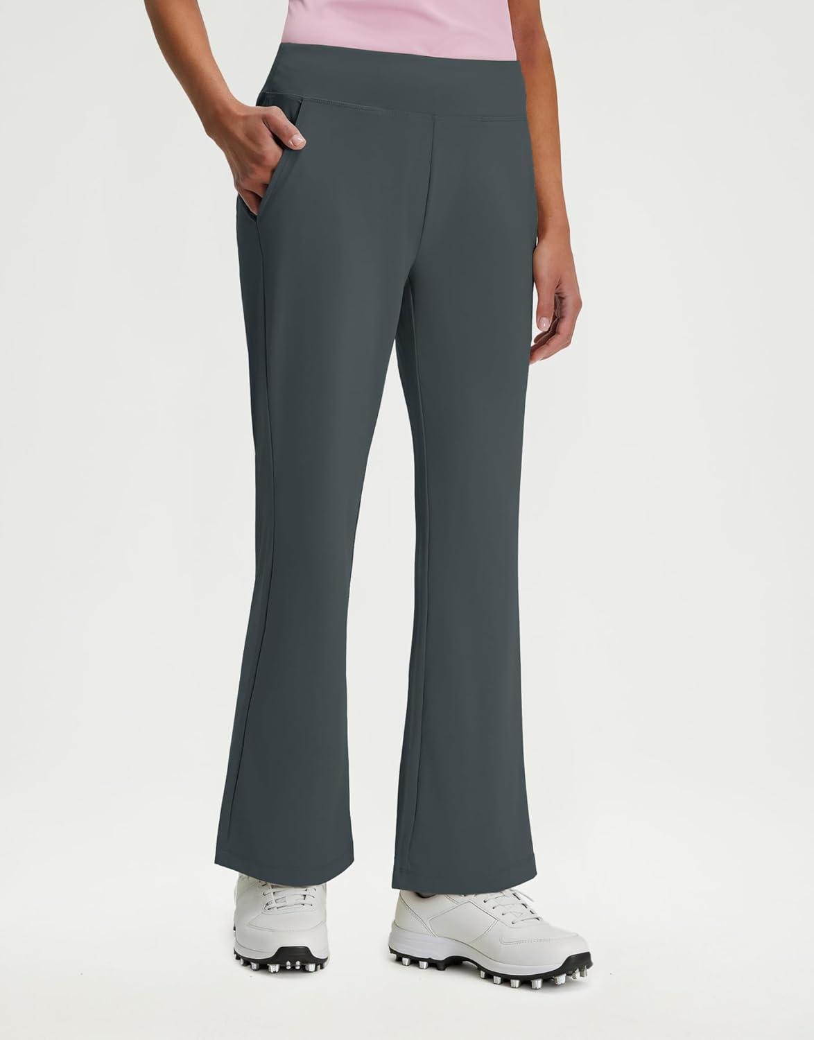 imageM MAELREG Womens Golf Pants with Pockets Flare Leggings High Waist Stretch Tall Bootcut Wide Leg Lounge Work Yoga Pants WomenDark Grey