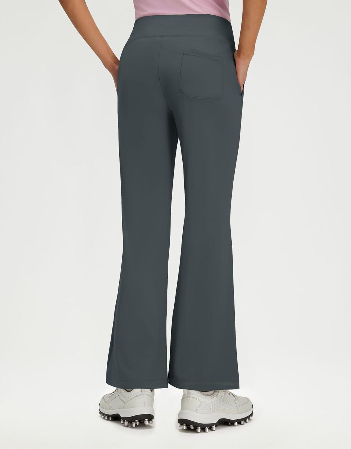 imageM MAELREG Womens Golf Pants with Pockets Flare Leggings High Waist Stretch Tall Bootcut Wide Leg Lounge Work Yoga Pants WomenDark Grey