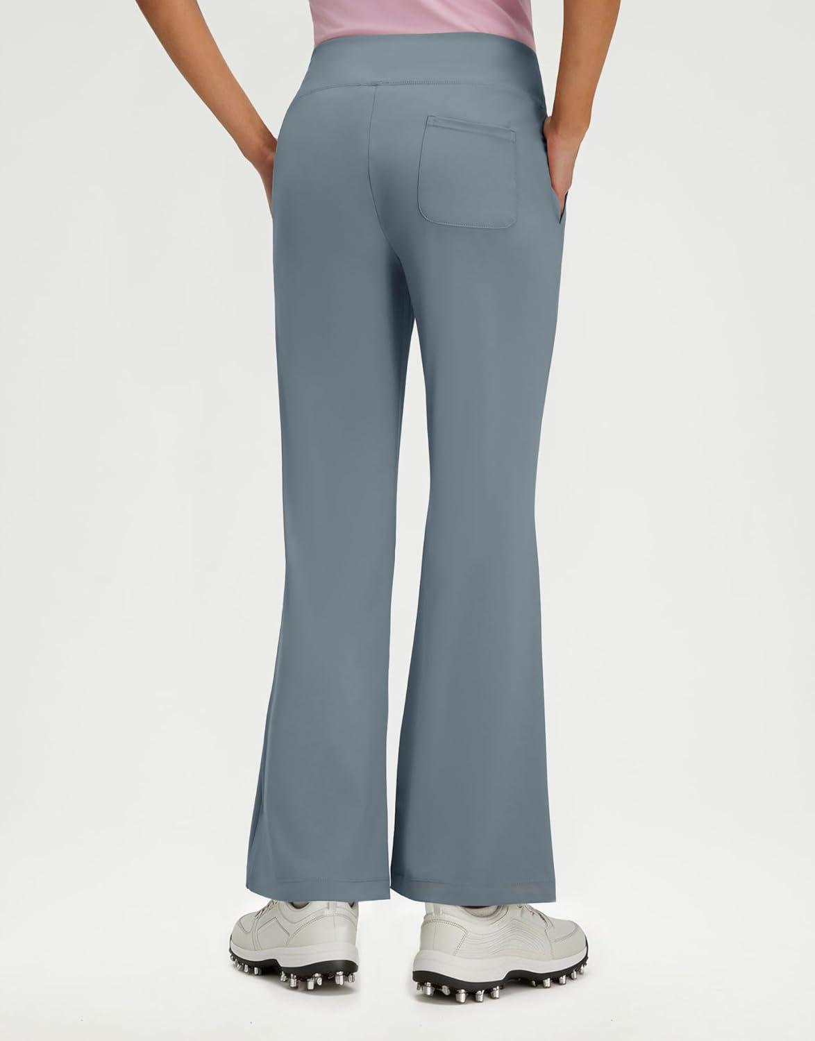 imageM MAELREG Womens Golf Pants with Pockets Flare Leggings High Waist Stretch Tall Bootcut Wide Leg Lounge Work Yoga Pants WomenGrey Blue