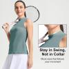 M MAELREG Women’s Mock Neck Golf Tennis Tank Top Sleeveless Moisture Wicking Stretch Pull On Athletic Tops(Dusty Blue)