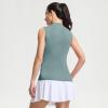 M MAELREG Women’s Mock Neck Golf Tennis Tank Top Sleeveless Moisture Wicking Stretch Pull On Athletic Tops(Dusty Blue)