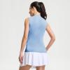 M MAELREG Women’s Mock Neck Golf Tennis Tank Top Sleeveless Moisture Wicking Stretch Pull On Athletic Tops(Light Blue)