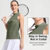 M MAELREG Women’s Mock Neck Golf Tennis Tank Top Sleeveless Moisture Wicking Stretch Pull On Athletic Tops(Mossy Stone)