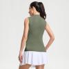 M MAELREG Women’s Mock Neck Golf Tennis Tank Top Sleeveless Moisture Wicking Stretch Pull On Athletic Tops(Mossy Stone)