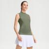 M MAELREG Women’s Mock Neck Golf Tennis Tank Top Sleeveless Moisture Wicking Stretch Pull On Athletic Tops(Mossy Stone)