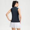 M MAELREG Women’s Mock Neck Golf Tennis Tank Top Sleeveless Moisture Wicking Stretch Pull On Athletic Tops(Navy Blue)