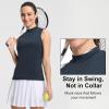 M MAELREG Women’s Mock Neck Golf Tennis Tank Top Sleeveless Moisture Wicking Stretch Pull On Athletic Tops(Navy Blue)