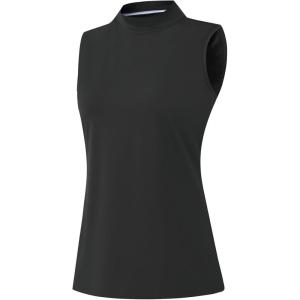 M MAELREG Women’s Mock Neck Golf Tennis Tank Top Sleeveless Moisture Wicking Stretch Pull On Athletic Tops(Black)