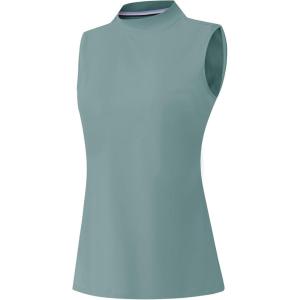 M MAELREG Women’s Mock Neck Golf Tennis Tank Top Sleeveless Moisture Wicking Stretch Pull On Athletic Tops(Dusty Blue)