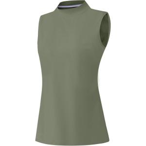 M MAELREG Women’s Mock Neck Golf Tennis Tank Top Sleeveless Moisture Wicking Stretch Pull On Athletic Tops(Mossy Stone)