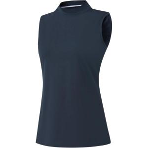 M MAELREG Women’s Mock Neck Golf Tennis Tank Top Sleeveless Moisture Wicking Stretch Pull On Athletic Tops(Navy Blue)