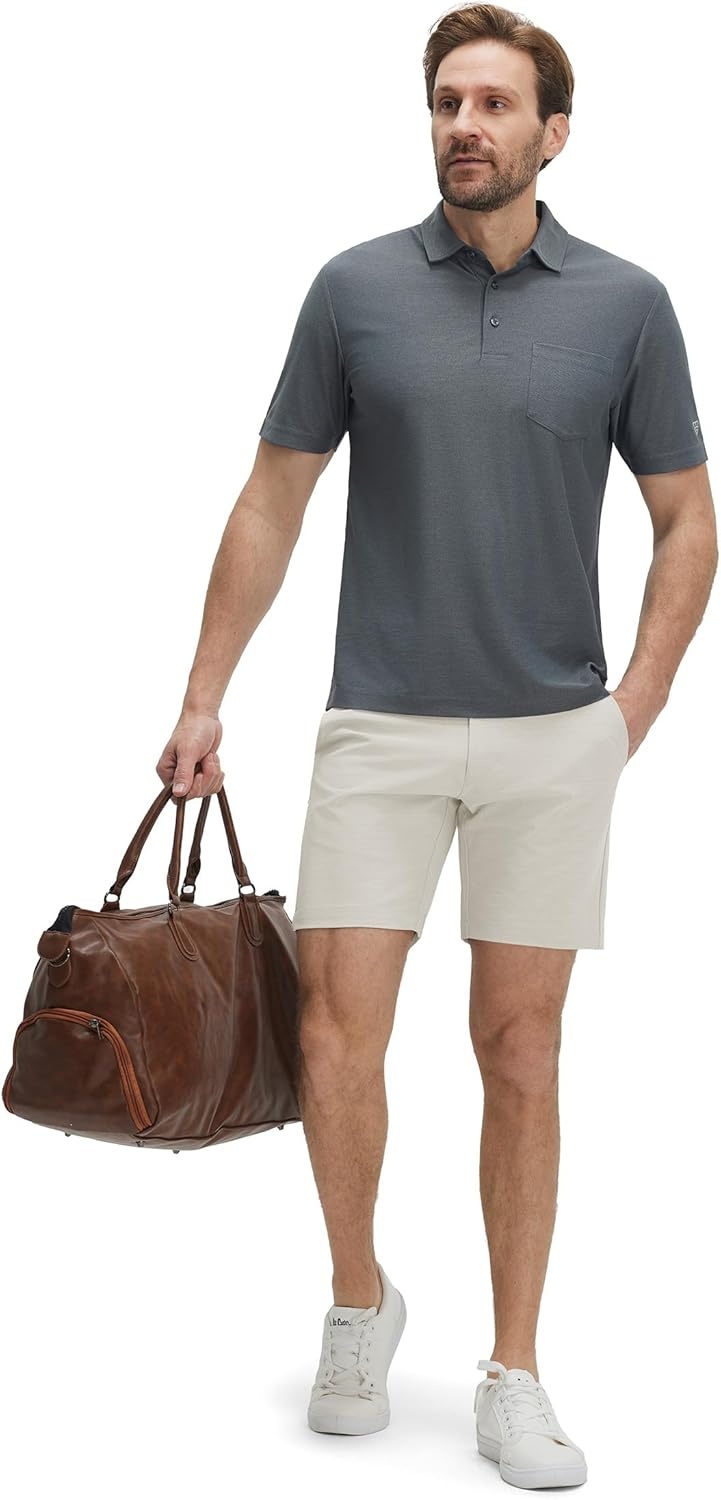 imageM MAELREG Mens Hybrid Golf Shorts 7 Inch Inseam Lightweight Flat Front Dress Shorts with PocketsFossil