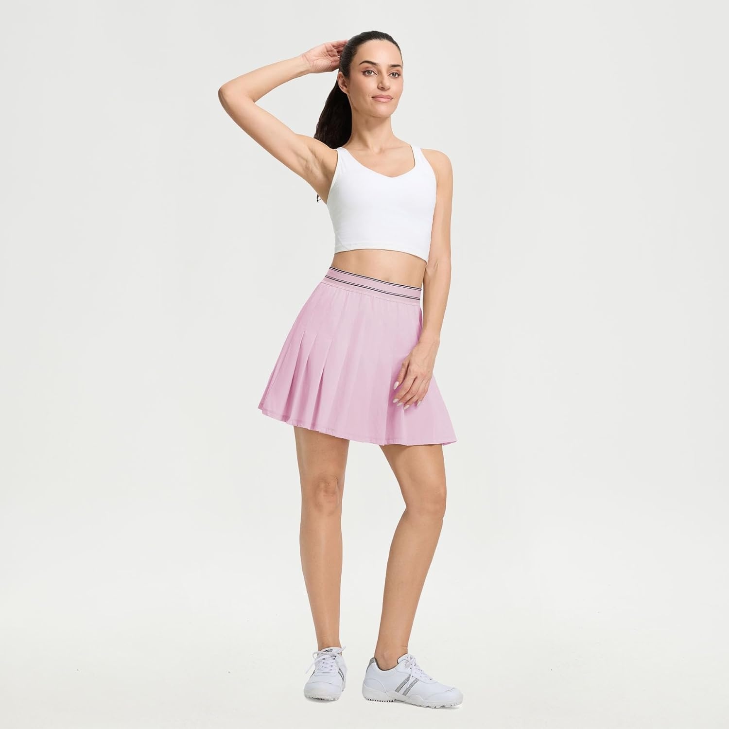 imageM MAELREG Golf Skirts for Women High Waisted Quick Dry MoistureWicking Pleated Athletic Tennis Skirts with Pockets WorkoutLight Pink
